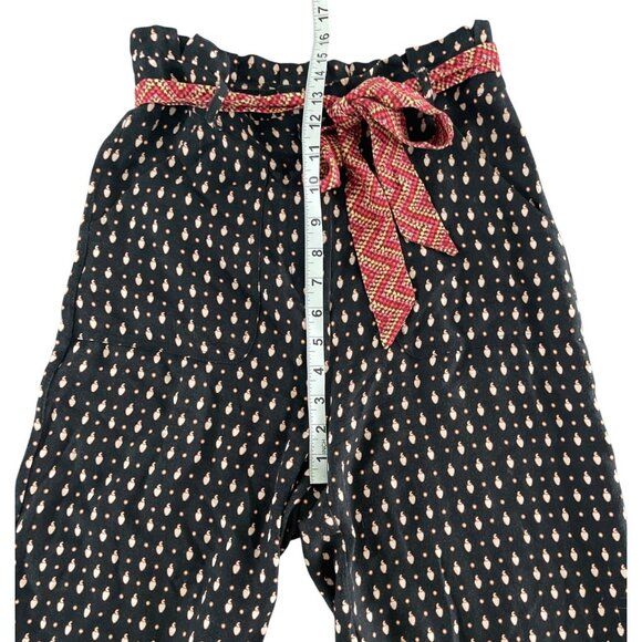 Farm Rio x Anthropologie Tucker Paperbag Pants Tropical Fruit Black Size XS $178 - Picture 8 of 14
